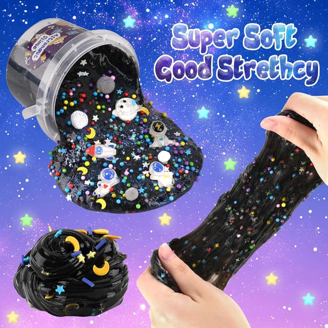 Detalle de Okaybee Astronaut Galaxy Slime Kit for Kids (Big Slime Bucket + Glow-in-the-Dark Accessories)