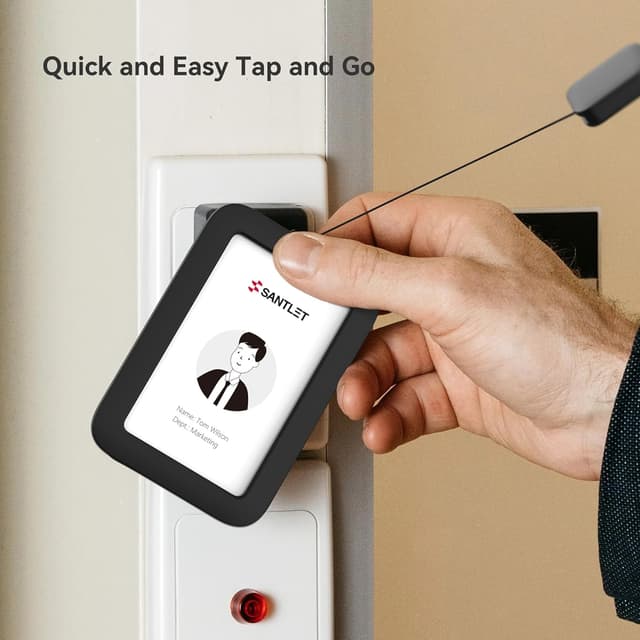 Thumbnail 6 de SANTLET Premium retractable ID badge holder with lanyard and silent elastic cord