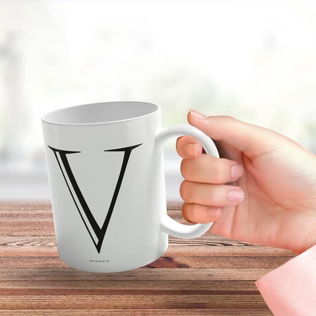 Thumbnail 3 de Stuff4 Personalised Letter V Mug 11oz
