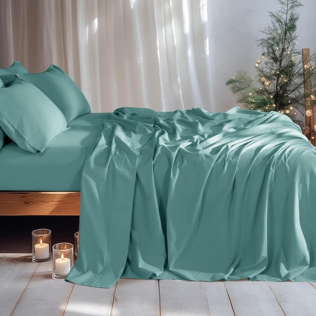 Detalle 2 de LBRO2M 100% Pure Linen Sheet Set (King, Deep Pocket Up to 16") – 6-Piece Natural Flax