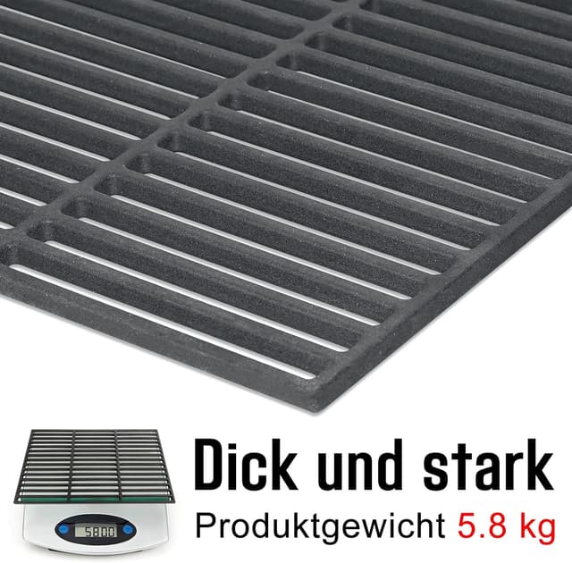Detalle de UISEBRT Gusseisen-Grillrost 54 x 34 cm (rechteckig, emailliert) für Gas- und Holzkohlegrills