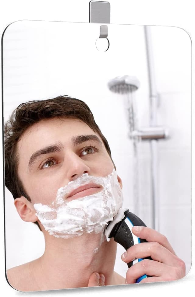 Detalle 1 de APHUIME Deluxe Large Fogless Shower Mirror (7.48 in x 11 in) — anti-fog, wall-hanging fog-free shaving mirror