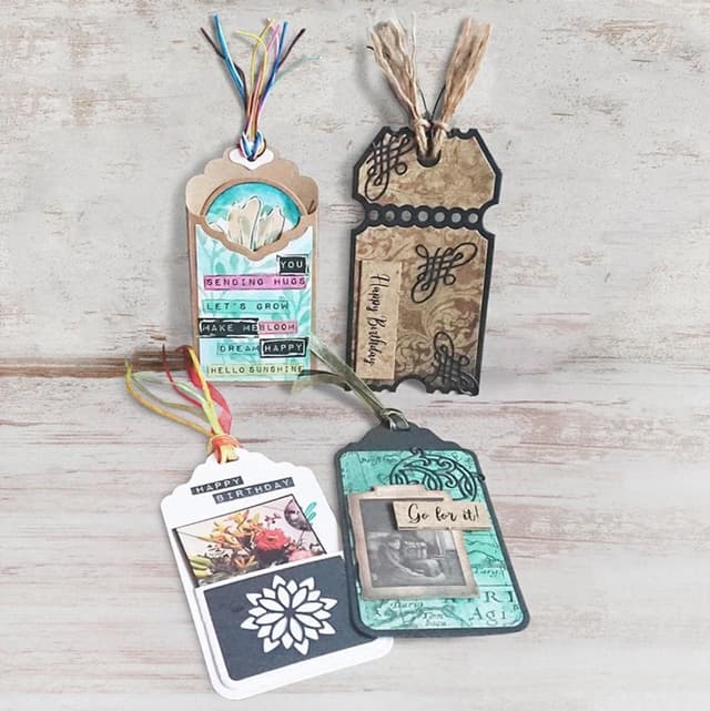 Detalle de Label Tag metal die cuts for DIY scrapbooking and card making