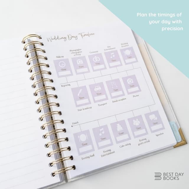 Detalle de Best Day Books Luxury Wedding Planner Book Organiser – engagement keepsake with guest list, budget tracker & timeline