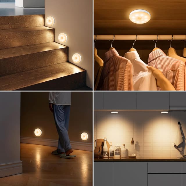 Detalle 2 de daphomeu dimmbares Nachtlicht mit Bewegungsmelder, USB-wiederaufladbar (6er Set)