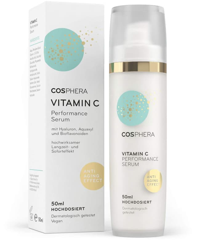 Detalle de Cosphera Vitamin C Performance Serum hochdosiert 50 ml – Vitamin-C-Konzentrat-Gel mit Hyaluronsäure