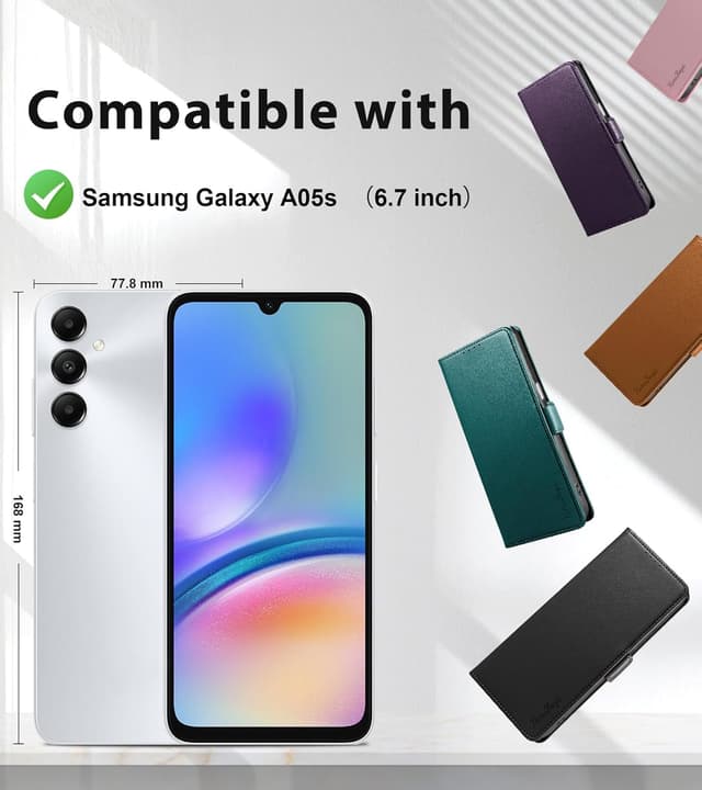 Detalle 2 de Yunubeyii Handyhülle für Samsung Galaxy A05S mit RFID-Blocker, Kartenhülle und Magnetverschluss (Rosa)