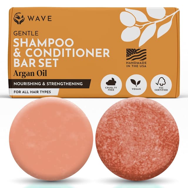Detalle de Argan Oil Solid Shampoo & Conditioner Bar Set (Sulfate-Free, Vegan, Travel-Friendly)