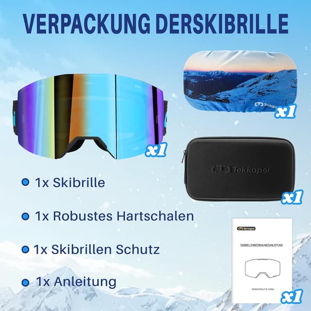 Thumbnail 6 de tekkapoi FJ086 Skibrille OTG mit UV400 Schutz