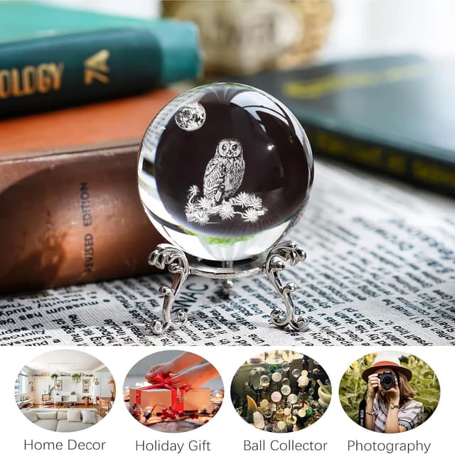 Thumbnail 5 de 3D Owl Crystal Ball Gift for Women