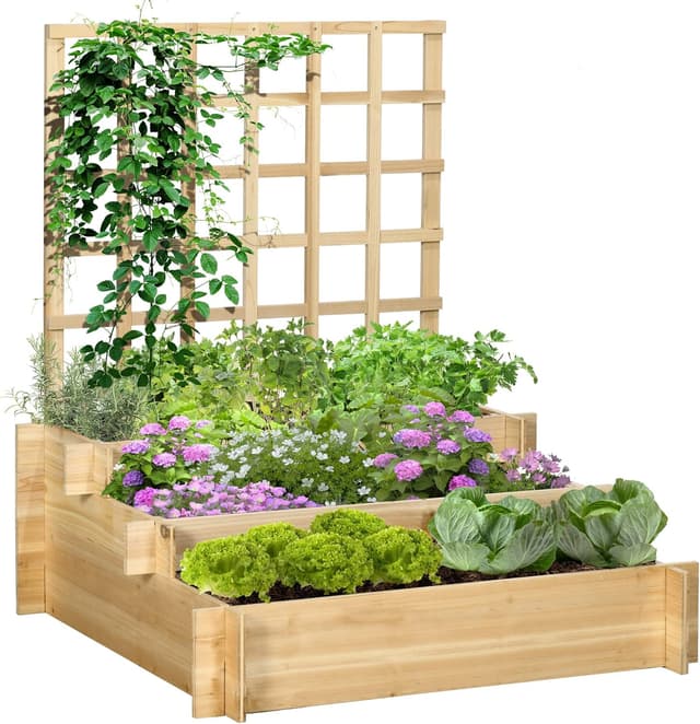 Imagen de Outsunny 3 Tier Planters with Trellis en OfertitasTOP
