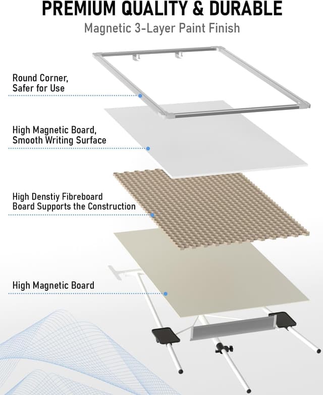 Detalle 1 de Nicpro Flip Chart Whiteboard with Stand (90 x 60cm) – Magnetic Dry Erase Easel with 4 Pens