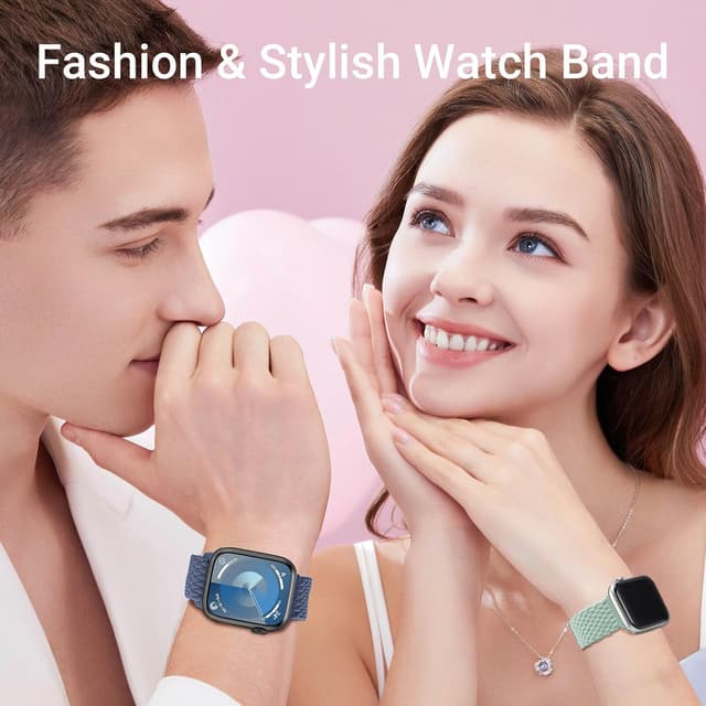 Detalle 2 de Higgs braided magnetic elastic strap for Apple Watch (38–49mm) – nylon stretch with magnetic snap clasp