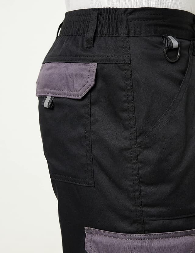 Detalle 2 de Portwest TX14 Texo Contrast Work Shorts with 7 Pockets (Elastic Waist) – Black, Medium