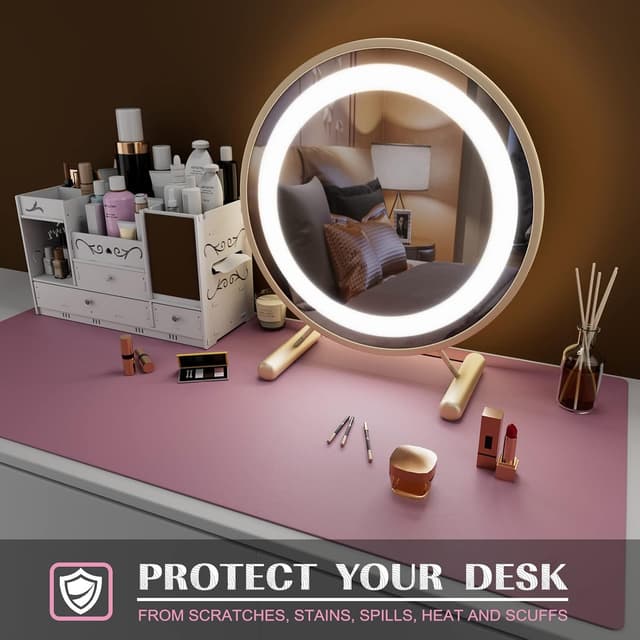 Detalle de K KNODEL Small Office Leather Desk Mat (60x35cm) – Purple dual-sided desk protector
