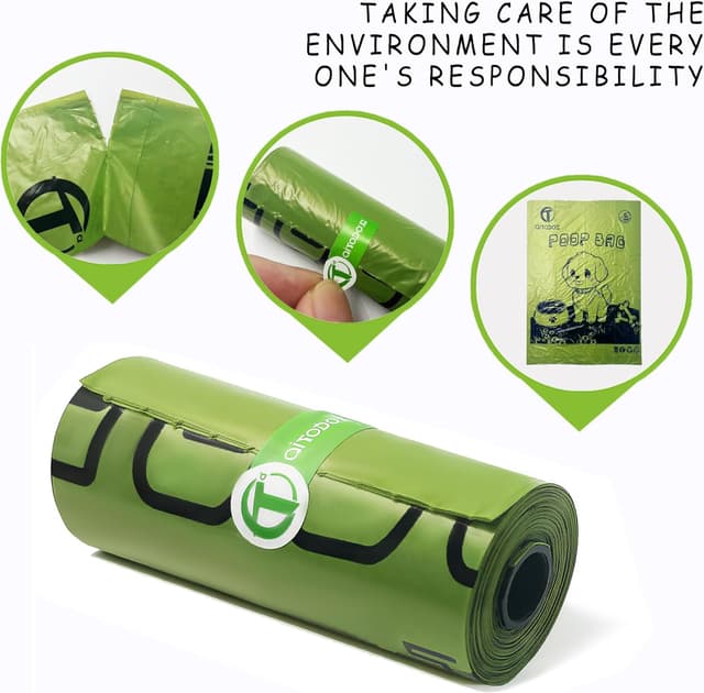 Detalle de AiTodos® 600 Stück Hundekotbeutel (31 x 22 cm), grün – 40 Rollen à 15 Beutel