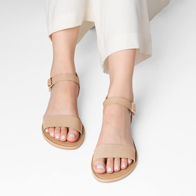 Detalle 2 de DREAM PAIRS Women’s Ankle Strap Flat Sandals with Buckle (Open-Toe One-Band)