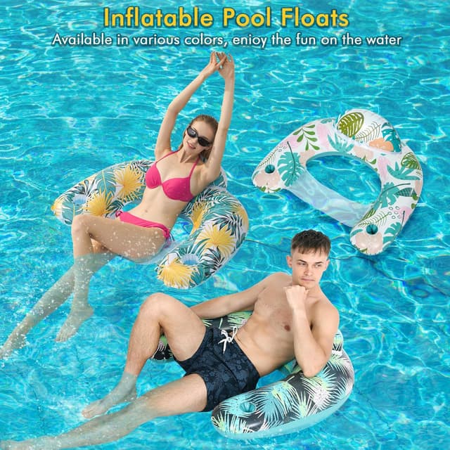 Detalle de OKSUWATER 3-Pack Adult Pool Floats with Two Cup Holders