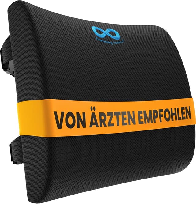 Detalle de Everlasting Comfort Lendenwirbelstütze mit Memory-Foam-Kissen – Schwarz für Büro, Stuhl & Auto