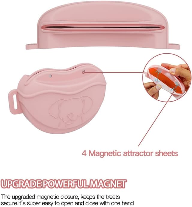 Detalle 2 de TUCANA Silicone Dog Treat Pouch with Upgraded Magnetic Closure, Clicker & Adjustable Waist Belt (Pink)