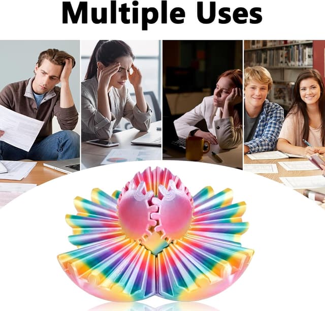 Detalle 2 de Balkwan Gear Ball 3D Printed Fidget Toy Spinning Gear Sphere (Rainbow, 2.5 in diameter)