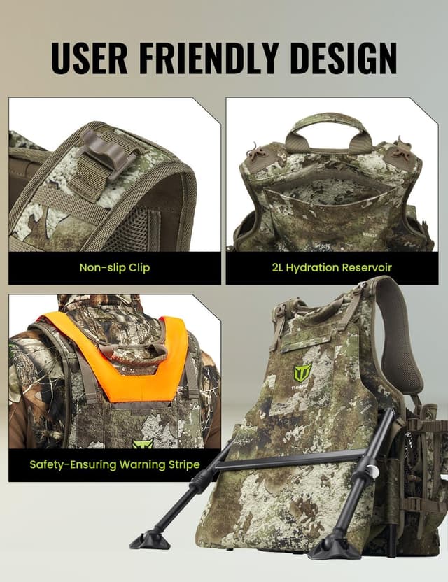 Detalle de TIDEWE Vest with Seat (Strut Camo) with Game Pouch and Kickstand