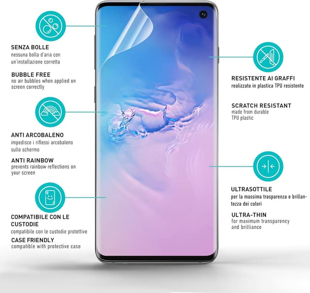 Detalle de smartect Pellicola protettiva TPU per Samsung Galaxy S10 (2+2 pezzi), copertura display + protezione fotocamera