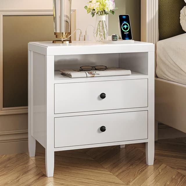 Thumbnail 3 de Huuger White Nightstand Set of 2 — 2-Drawer Nightstand
