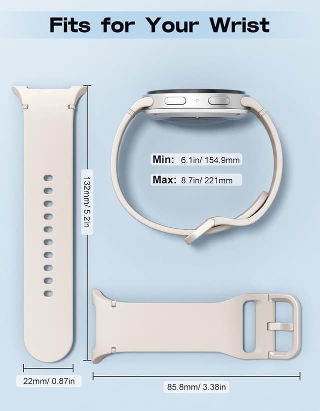 Detalle de Astorgos 6-pack Sport Straps for Samsung Galaxy Watch 8 & Watch 8 Classic (no-gap silicone, 40mm/44mm/46mm compatible)