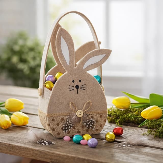 Thumbnail 1 de COM-FOUR® 2x Panier en feutre 22,5 cm 🐰