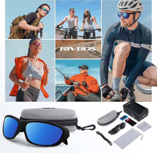Detalle 2 de RIVBOS RB832 TR90 Polarised Sports Sunglasses for Men with UV400 Protection