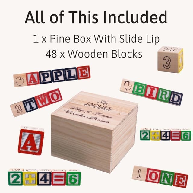 Detalle de Jaques of London Wooden Alphabet & Number Blocks (Montessori) in Wooden Storage Box