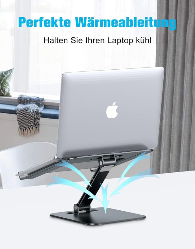 Detalle de Babacom Laptop Ständer höhenverstellbar & faltbar aus Aluminium (10–16 Zoll, grau)