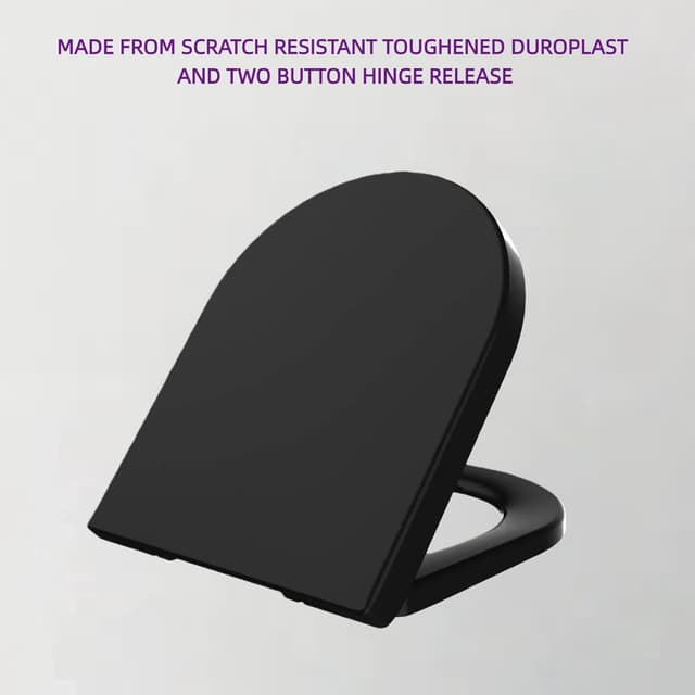 Detalle 2 de Solng Aldoih D-shaped Soft Close Toilet Seat in Black with One Button Hinge Release