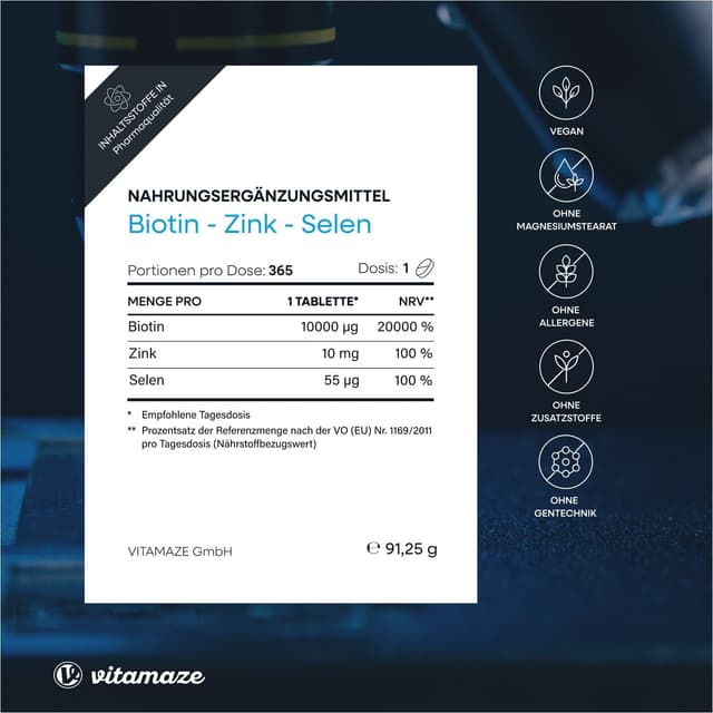 Thumbnail 4 de Biotin 10.000 mcg mit Selen & Zink — 365 Tabletten 💊