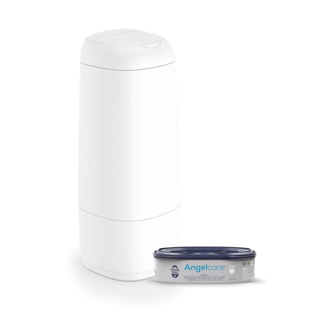 Detalle de Angelcare Original Dress-Up XL Windeleimer mit 1 Nachfüllkassette – geruchsarme Windelentsorgung