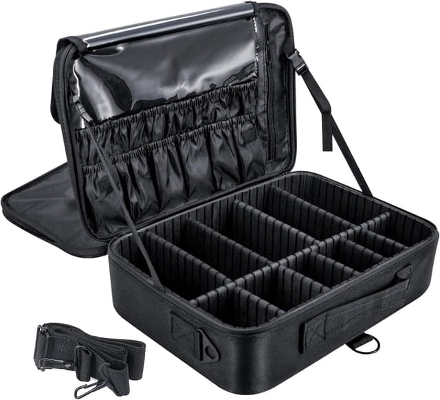 Thumbnail 6 de Feibrand Large Makeup Organiser Box Vanity Case – Black travel make up bag with 2 layers, 4 expandable trays