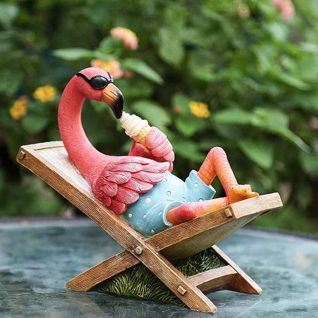 Detalle de MUAMAX rosafarbener Flamingo-Gartenstatue aus Resin für Terrasse, Hof und Schreibtisch