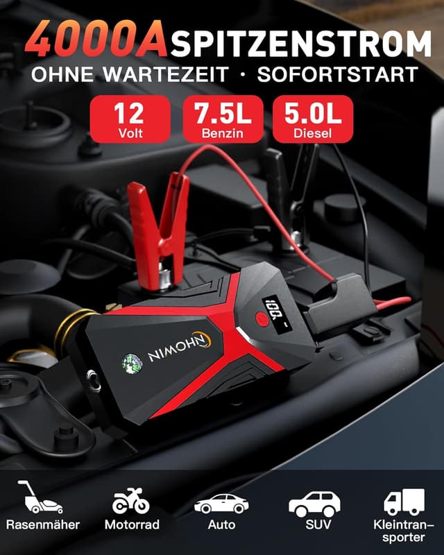 Thumbnail 1 de NHOWIN 4000A Starthilfe Powerbank 20.000 mAh đźš—