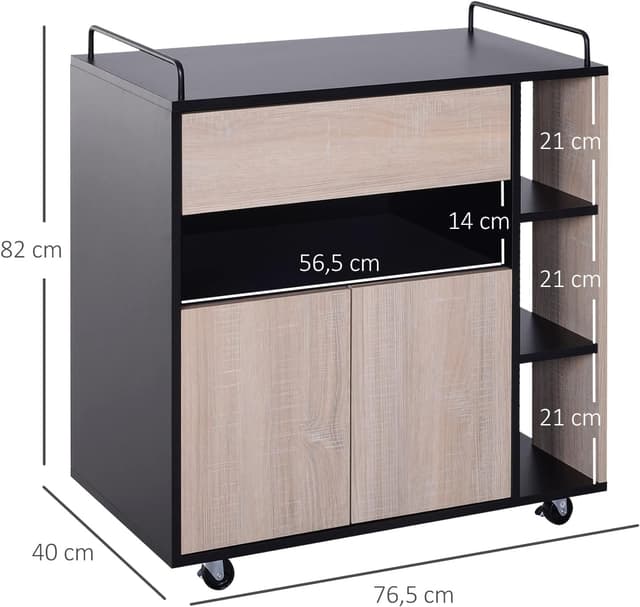 Thumbnail 6 de HOMCOM Chariot de Service Cuisine à Roulettes