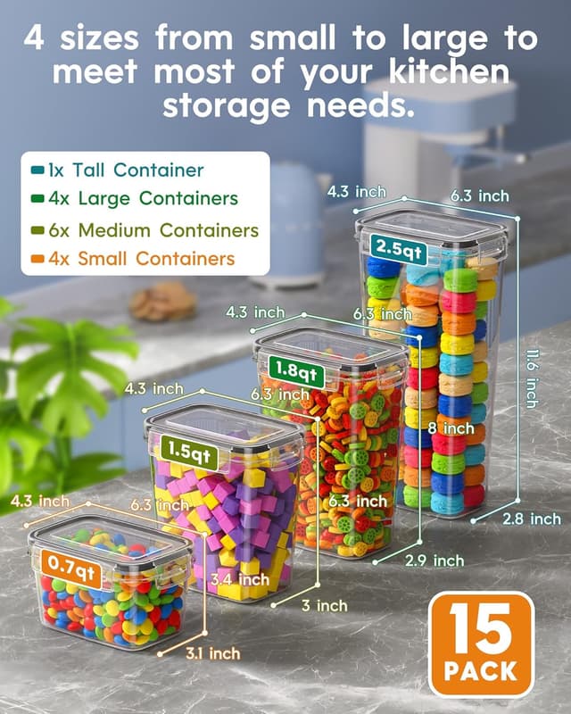 Detalle 2 de Airtight Food Storage Containers, 15-Pc ⚙