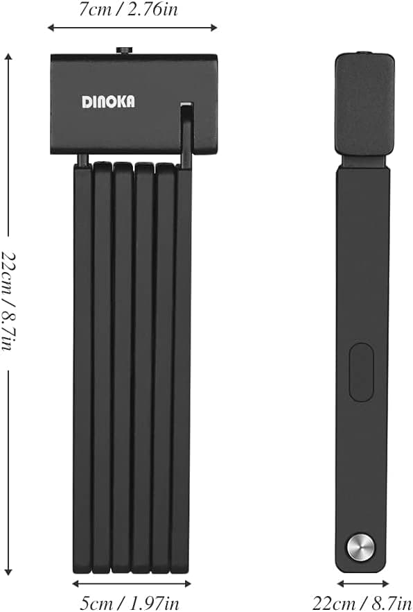 Detalle de DINOKA lucchetto per bici pieghevole da 100 cm in acciaio, con supporto e 2 chiavi