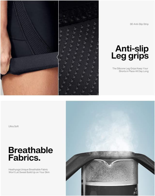 Detalle 2 de Heathyoga Womens 4D Padded Bike Shorts with Pockets 🚴♀