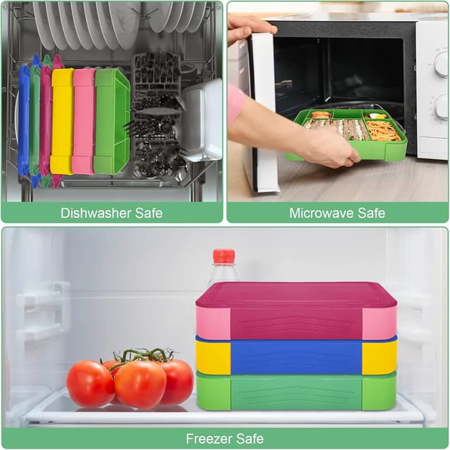 Detalle de IJIAMY Brotdose Kinder mit Fächern – auslaufsichere Bento-Box für Schule, Kindergarten & Ausflüge