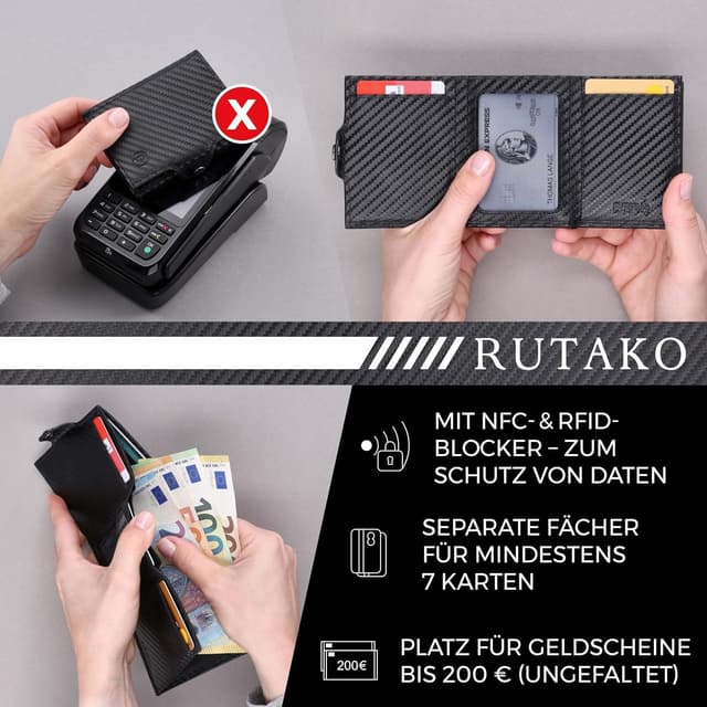 Detalle 2 de RUTAKO Slim Wallet mit RFID, 9,5 cm