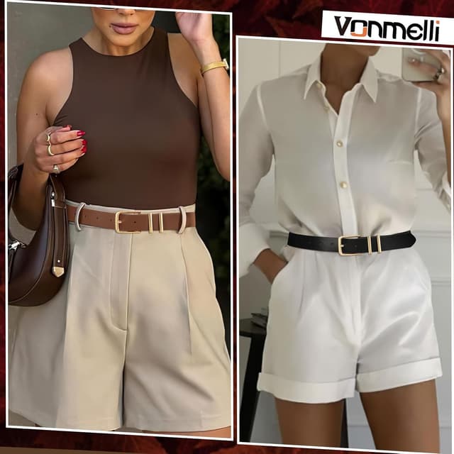 Thumbnail 1 de VONMELLI Gürtel 2er Set 2,5 cm Schwarz Braun