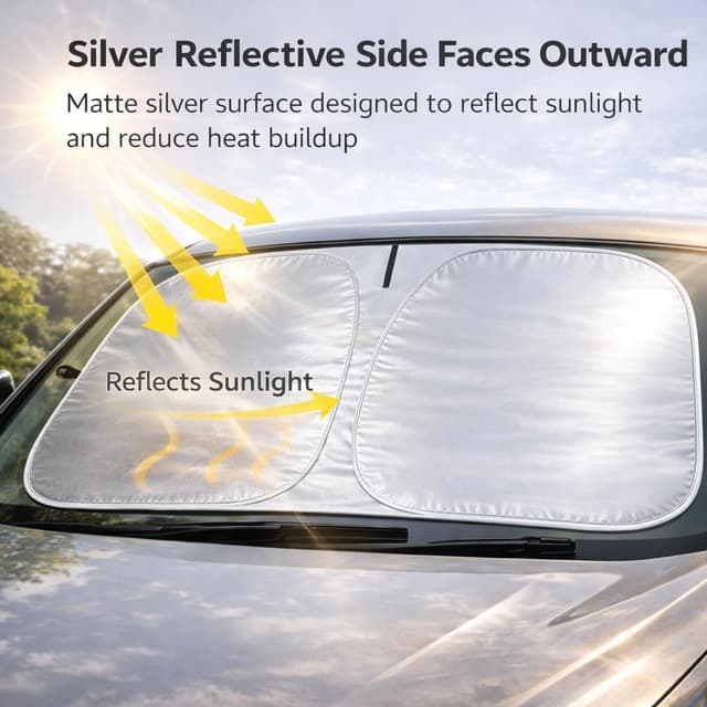 Detalle de Parasole auto per parabrezza interno pieghevole riflettente con protezione UV 142 x 70 cm