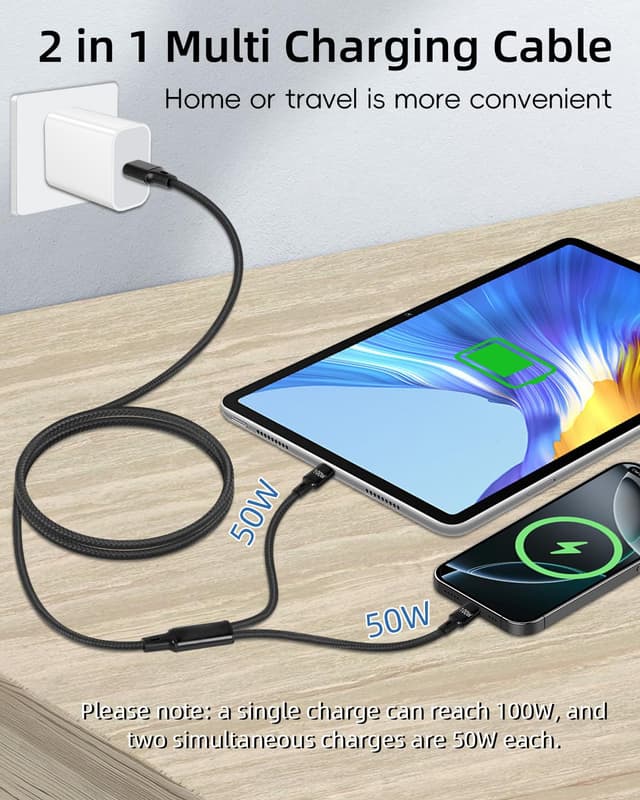 Thumbnail 1 de YANBORONSN 100W 2-in-1 USB C Cable