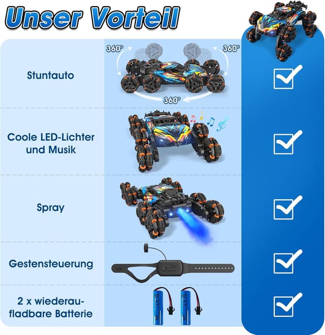 Thumbnail 1 de 8WD RC Drift Auto mit Handsteuerung