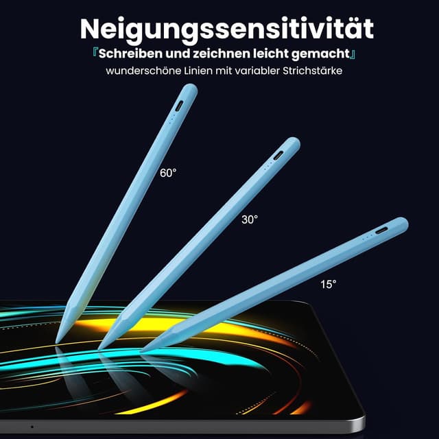 Thumbnail 6 de KingOne Stift für Apple iPad (2018–2025) mit magnetischer Haftung & Palm Rejection, Schnellladung, Blau